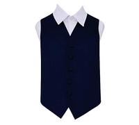 DQT Boys Plain Satin Waistcoat - Wedding Party & Formal - Navy Blue 11-12 Years 32"