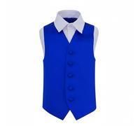 DQT Boys Plain Satin Waistcoat - Wedding Party & Formal - Royal Blue 11-12 Years 32"