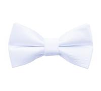 DQT Boys Plain Twill Pre-Tied Bow Tie - Wedding, Pageboy & Formal Adjustable Bowtie - White