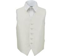 DQT Boys Solid Check Plain Wedding Waistcoat and Bow Tie Ivory 30"