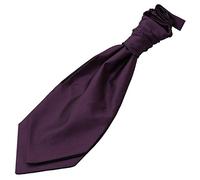DQT Boys Solid Check Pre-Tied Scrunchie Cravat - Wedding Pageboy Formal - Cadbury Purple