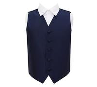 DQT Boys Solid Check Wedding Waistcoat Vest - Page Boy Formal Suit - Navy Blue - 34" (13-14 Years)