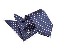 DQT Classic Polka Dot Tie, Pocket Square & Cufflinks 3pc Set | Men's 9cm spot necktie set with matching handkerchief for weddings, groomsmen, best man, office, prom; pairs with suits