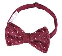 DQT Knit Knitted Formal Casual Flecked V Polka Dot Bow Tie Burgundy