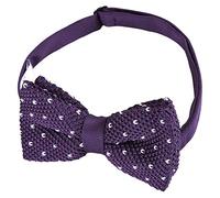DQT Knit Knitted Formal Casual Flecked V Polka Dot Bow Tie Cadbury Purple