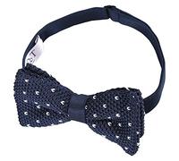 DQT Knit Knitted Formal Casual Flecked V Polka Dot Bow Tie Midnight Blue