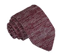 DQT Knit Knitted Formal Melange Plain Speckled Slim Tie Burgundy