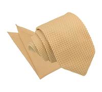DQT Knit Knitted Plain Casual Modern Slim Neck Tie & Pocket Square Set for Men in Lemon Yellow
