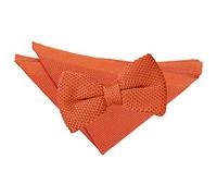 DQT Knit Knitted Plain Casual Pre-tied Bow Tie & Pocket Square Set for Men in Burnt Orange