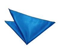 DQT Men Blue Solid Plain Stripe Floral Paisley Polka Dot Pocket Square - Plain Satin Electric Blue