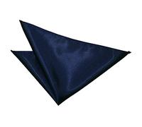 DQT Men Blue Solid Plain Stripe Floral Paisley Polka Dot Pocket Square - Plain Satin Navy Blue