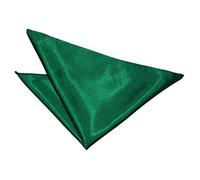DQT Men Green Solid Plain Stripe Floral Paisley Polka Dot Tartan Pocket Square - Plain Satin Emerald Green