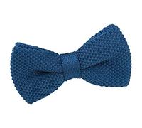 DQT Men Knit Knitted Plain Casual Pre-Tied Bow Tie - Cerulean Blue