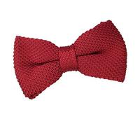 DQT Men Knit Knitted Plain Casual Pre-Tied Bow Tie in Burgundy