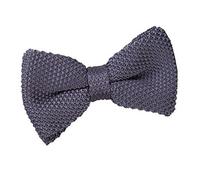 DQT Men Knit Knitted Plain Casual Pre-Tied Bow Tie in Charcoal