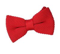 DQT Men Knit Knitted Plain Casual Pre-Tied Bow Tie in Crimson Red