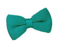 DQT Men Knit Knitted Plain Casual Pre-Tied Bow Tie in Teal