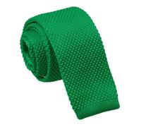 DQT Men Knit Knitted Solid Plain Pattern Check Stripe Polka Skinny Tie - Plain Forest Green