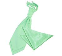 DQT Men Plain Glossy Satin Wedding Cravat & Pocket Square Set - Mint Green