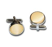 DQT Men Plain Satin Fabric Inlay Wedding Cufflinks - Pale Yellow