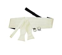 DQT Men Plain Satin Wedding Bow Tie & Cummerbund Set + Silver Plated Cufflinks - Self Tied, Ivory