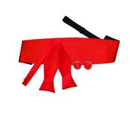 DQT Men Plain Satin Wedding Bow Tie & Cummerbund Set + Silver Plated Cufflinks - Self Tied, Red