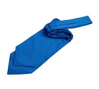 DQT Men Plain Satin Wedding Formal Casual Groom Best Man Classic Ascot Self Tied Cravat - Electric Blue