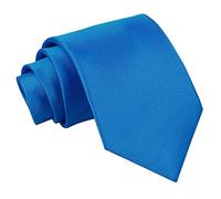 DQT Men Plain Satin Wedding Formal Casual Groom Best Man Classic Slim Skinny Neck Tie - Electric Blue, Skinny 5cm Tie