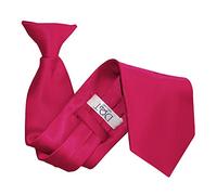 DQT Men Plain Satin Wedding Formal Casual Security Uniform Funeral Business Easy to Wear Clip on Tie - Crimson Red