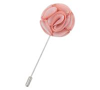 DQT Men Plain Shantung Floral Rose Lapel Pin Boutonniere for Wedding Suit in Peach Pink