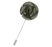 DQT Men Plain Shantung Floral Rose Lapel Pin Boutonniere for Wedding Suit in Sage Green