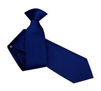 DQT Men Plain Solid Check Wedding Formal Casual Groom Best Man Office Security Easy to Wear Clip On Tie - Royal Blue
