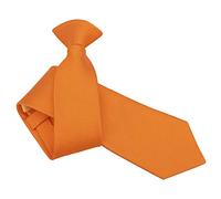 DQT Men Plain Solid Check Wedding Formal Casual Groom Best Man Office Security Easy to Wear Clip On Tie - Celosia Orange