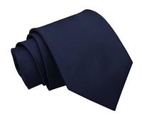 DQT Men Plain Solid Check Wedding Formal Casual Groom Classic Regular Slim Clip On Neck Tie - Navy Blue, Regular 9cm Tie