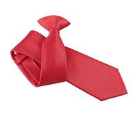 DQT Men Plain Solid Check Wedding Formal Casual Groom Neck Tie in Various Style and Colours - Red, Clip on Tie