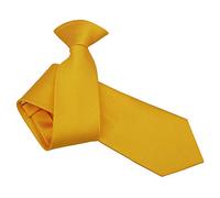 DQT Men Plain Solid Check Wedding Formal Casual Groom Neck Tie in Various Style and Colours - Sunflower Gold, Clip on Tie