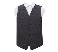 DQT Men’s Paisley Floral Wedding Waistcoat Vest for Formal Suit - Charcoal Grey 50" (5XL)