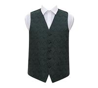 DQT Men’s Paisley Floral Wedding Waistcoat Vest for Formal Suit - Emerald Green 48" (4XL)