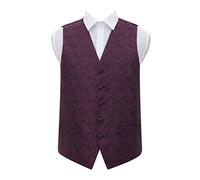 DQT Men’s Paisley Floral Wedding Waistcoat Vest for Formal Suit - Purple 50" (5XL)