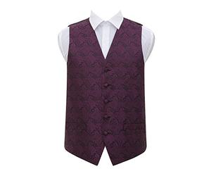 DQT Men’s Paisley Floral Wedding Waistcoat Vest for Formal Suit - Purple 50" (5XL)