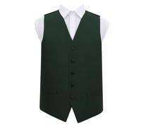 DQT Men’s Solid Check Wedding Waistcoat Vest - Groom Formal Suit - Dark Green 38" (M)