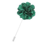 DQT Men Satin Floral Lapel Pin Boutonniere for Wedding Suit in Emerald Green