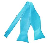 DQT Men Self Tied Plain Satin Tuxedo Bow Tie - Robins Egg Blue