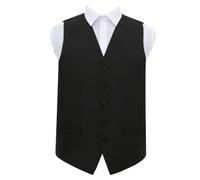 DQT Men Solid Check Plain Wedding Tuxedo Waistcoat Black 48"