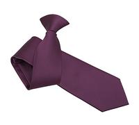 DQT Mens Check Pattern Clip-On Tie - Pre-Tied Necktie for Wedding, Business & Formal Wear, Easy Fasten - Cadbury Purple