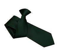 DQT Mens Check Pattern Clip-On Tie - Pre-Tied Necktie for Wedding, Business & Formal Wear, Easy Fasten - Dark Green