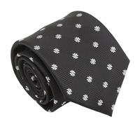 DQT Mens Daisy Floral Jacquard Tie - 8cm Classic Width Necktie - Wedding, Business & Formal - Black