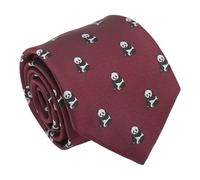 DQT Men's Embroidered Animal Design Novelty Classic Tie (Burgundy Panda)