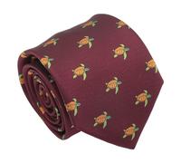 DQT Men's Embroidered Animal Design Novelty Classic Tie (Burgundy Turtle)