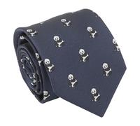 DQT Men's Embroidered Animal Design Novelty Classic Tie - Navy Blue Panda